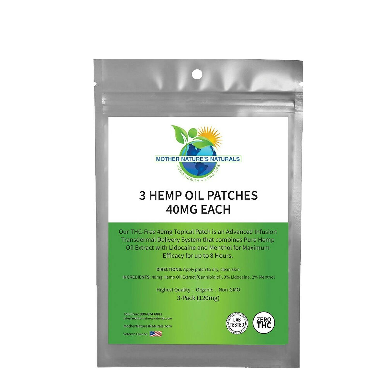 (01612) 3 Hemp Oil Pain Patches - 40mg each